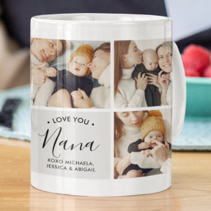 Moderne Gepersonaliseerde Love You Nana 9-Foto Koffiemok