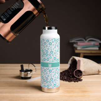 Moderne Gepersonaliseerde Madeliefjes Bloem Initia Waterfles