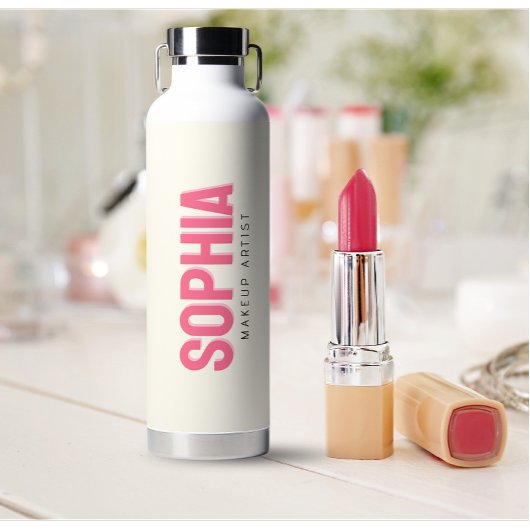 Moderne gepersonaliseerde make-up artiest naam roz waterfles