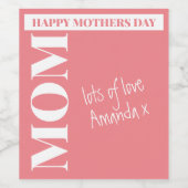 Moderne gepersonaliseerde mam wijn etiket (Enkel label)