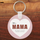 Moderne Gepersonaliseerde Mama Hart Sleutelhanger (Voorkant)
