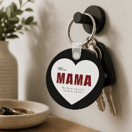 Moderne Gepersonaliseerde Mama Hart Sleutelhanger