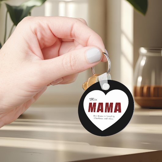 Moderne Gepersonaliseerde Mama Hart Sleutelhanger