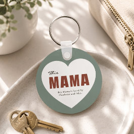 Moderne Gepersonaliseerde Mama Hart Sleutelhanger