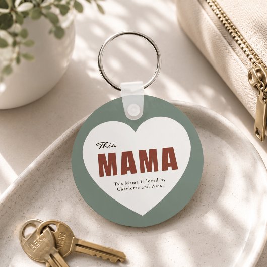 Moderne Gepersonaliseerde Mama Hart Sleutelhanger