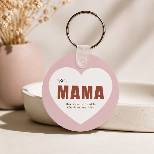 Moderne Gepersonaliseerde Mama Hart Sleutelhanger