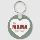 Moderne Gepersonaliseerde Mama Hart Sleutelhanger (Voorkant)