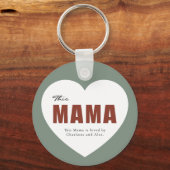 Moderne Gepersonaliseerde Mama Hart Sleutelhanger (Voorkant)
