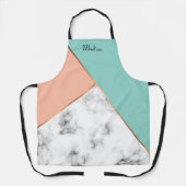 Moderne gepersonaliseerde marmeren perzik Mint Gir Schort (Voorkant)
