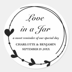 Moderne gepersonaliseerde Mason Jar Wedding Favor  Ronde Sticker