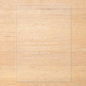 Moderne gepersonaliseerde minimale script bruiloft acryl uitnodigingen (Voorkant)