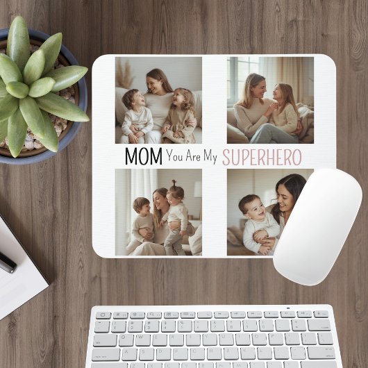 Moderne gepersonaliseerde moeder superheld foto co muismat