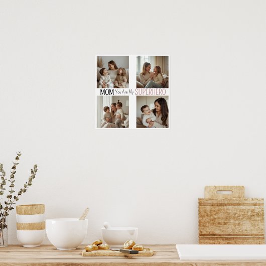 Moderne gepersonaliseerde moeder superheld foto co poster (Keuken)
