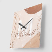 Moderne Gepersonaliseerde Monogram Abstracte Vierkante Klok (Hoek)