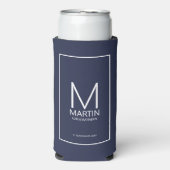 Moderne gepersonaliseerde monogram- en naam bruids seltzer blikjeskoeler (Seltzer Voorkant)