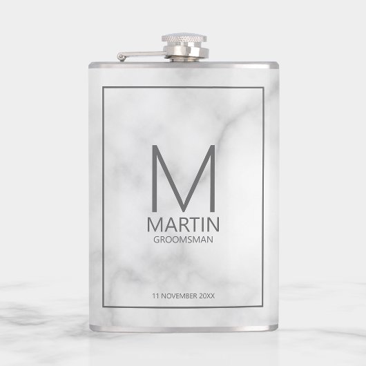 Moderne gepersonaliseerde monogram en naam bruidsj heupfles