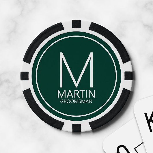 Moderne gepersonaliseerde monogram en naam bruidsj poker chips