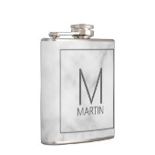 Moderne Gepersonaliseerde Monogram en Naam Flask Heupfles (Rechts)