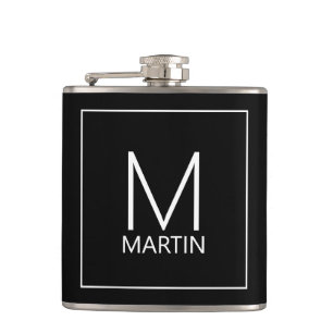 Moderne Gepersonaliseerde Monogram en Naam Heupfles