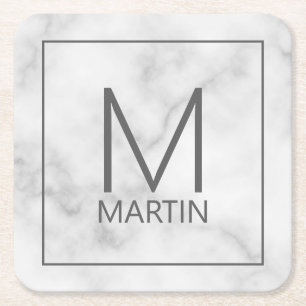Moderne gepersonaliseerde monogram en naam kartonnen onderzetters