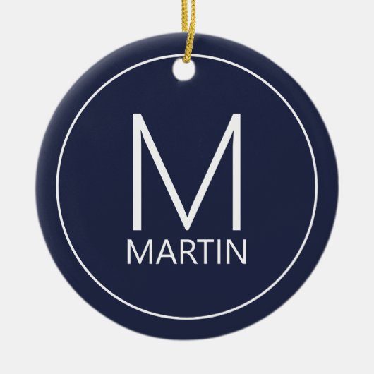 Moderne gepersonaliseerde monogram en naam keramis keramisch ornament (Voorkant)