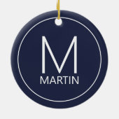 Moderne gepersonaliseerde monogram en naam keramis keramisch ornament (Achterkant)
