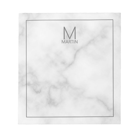 Moderne gepersonaliseerde monogram en naam notitie notitieblok (Voorkant)