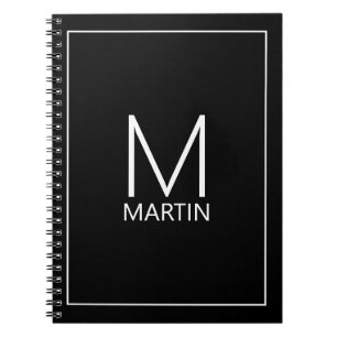 Moderne gepersonaliseerde monogram en naam notitie notitieboek