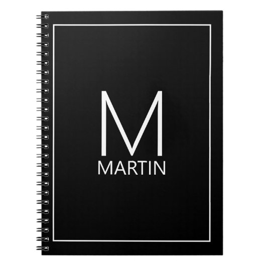 Moderne gepersonaliseerde monogram en naam notitie notitieboek (Voorkant)