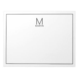 Moderne gepersonaliseerde monogram en naam notitieblok