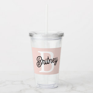 Moderne gepersonaliseerde monogram en naam pastelr acryl drinkbeker