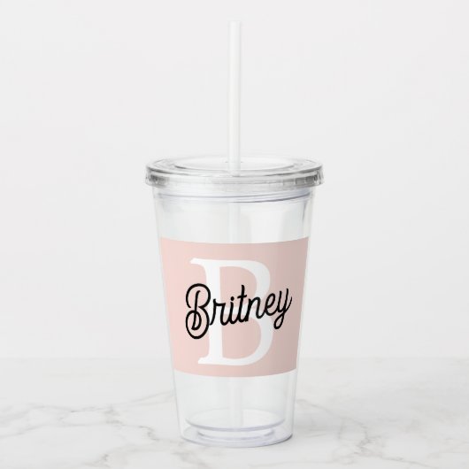 Moderne gepersonaliseerde monogram en naam pastelr acryl drinkbeker (Voorkant)