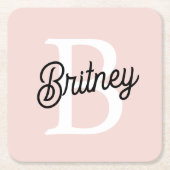 Moderne gepersonaliseerde monogram en naam pastelr kartonnen onderzetters (Voorkant)