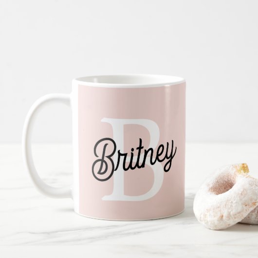 Moderne gepersonaliseerde monogram en naam pastelr koffiemok (Met donut)