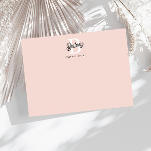 Moderne gepersonaliseerde monogram en naam pastelr notitiekaartje