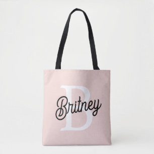 Moderne gepersonaliseerde monogram en naam pastelr tote bag