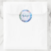 Moderne gepersonaliseerde monogram en naam vloeist ronde sticker (Tas)