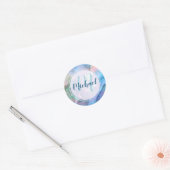 Moderne gepersonaliseerde monogram en naam vloeist ronde sticker (Envelop)
