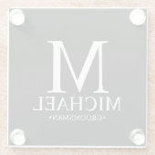 Moderne gepersonaliseerde monogram- en naamakreel glazen onderzetter (Achterkant)