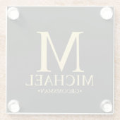 Moderne gepersonaliseerde monogram- en naamakreel glazen onderzetter (Achterkant)