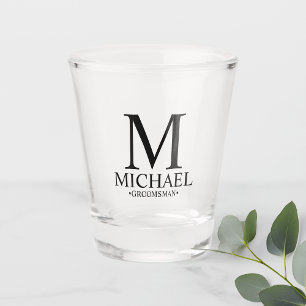 Moderne gepersonaliseerde monogram- en naamakreel shot glas