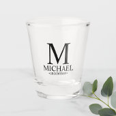 Moderne gepersonaliseerde monogram- en naamakreel shot glas