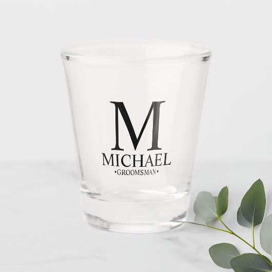 Moderne gepersonaliseerde monogram- en naamakreel shot glas