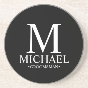 Moderne gepersonaliseerde monogram- en naamakreel zandsteen onderzetter