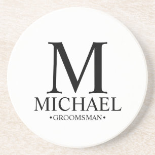 Moderne gepersonaliseerde monogram- en naamakreel zandsteen onderzetter