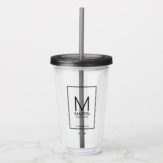 Moderne gepersonaliseerde monogram en naambordjes acryl drinkbeker (Voorkant)