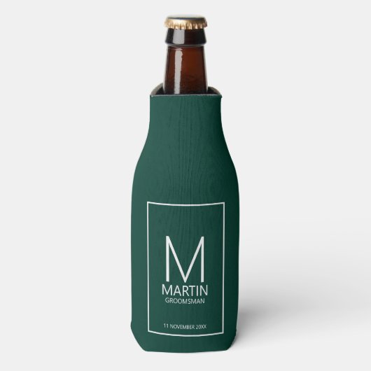 Moderne gepersonaliseerde monogram en naambordjes flesjeskoeler (Fles Voorkant)