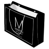 Moderne gepersonaliseerde monogram en naambordjes groot cadeauzakje (Voorkant Gekanteld)