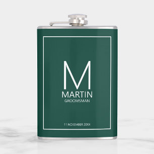 Moderne gepersonaliseerde monogram en naambordjes heupfles