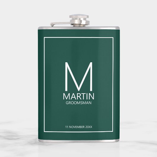 Moderne gepersonaliseerde monogram en naambordjes heupfles